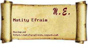 Matity Efraim névjegykártya